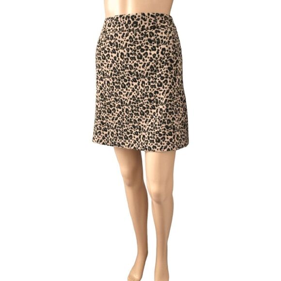Loft Mini Skirt 0P Pointe Knit A Line Animal Print Pocket Cheetah Stretch Petite - Picture 8 of 16